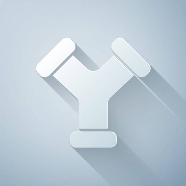 Kağıt kesiği Endüstri metalik boru simgesi gri arka planda izole edildi. Tesisat boru hattının farklı şekillerde parçaları. Kağıt sanatı tarzı. Vektör İllüstrasyonu