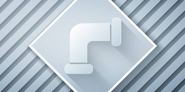 Kağıt kesiği Endüstri metalik boru simgesi gri arka planda izole edildi. Tesisat boru hattının farklı şekillerde parçaları. Kağıt sanatı tarzı. Vektör İllüstrasyonu