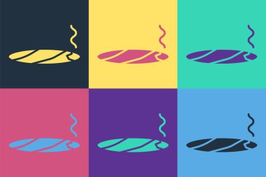 Duman ikonlu Pop Art Purosu renkli arka planda izole edilmiş. Vektör İllüstrasyonu