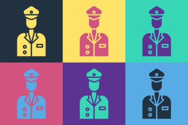 Pop Sanat Pilotu simgesi renk arkaplanında izole edildi. Vektör İllüstrasyonu