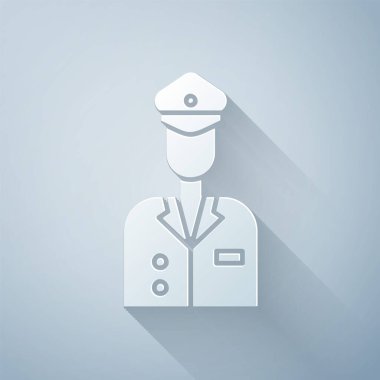 Kağıt kesiği simgesi gri arkaplanda izole edildi. Kağıt sanatı tarzı. Vektör İllüstrasyonu