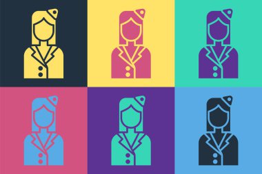 Popüler sanat hostesi ikonu renk arkaplanında izole edilmiş. Vektör İllüstrasyonu