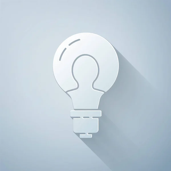 Paper Cut Light Bulb Concept Idea Icon Isolated Grey Background — Stock Vector