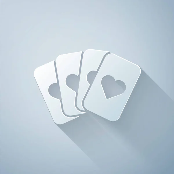 Corte Papel Deck Playing Cards Icon Isolated Grey Background Juego — Archivo Imágenes Vectoriales