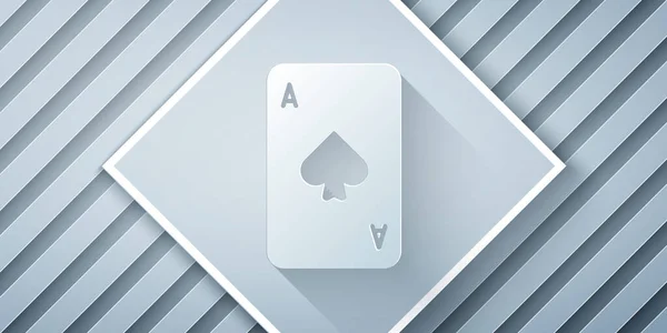 Corte Papel Playing Card Spades Symbol Icon Isolated Grey Background —  Vetores de Stock