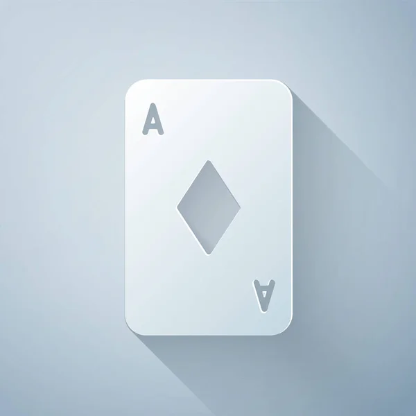 Corte Papel Playing Card Diamonds Symbol Icon Isolated Grey Background — Vetor de Stock