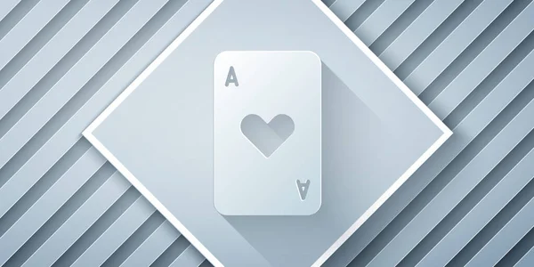 Corte Papel Playing Card Heart Symbol Icon Isolated Grey Background — Vetor de Stock