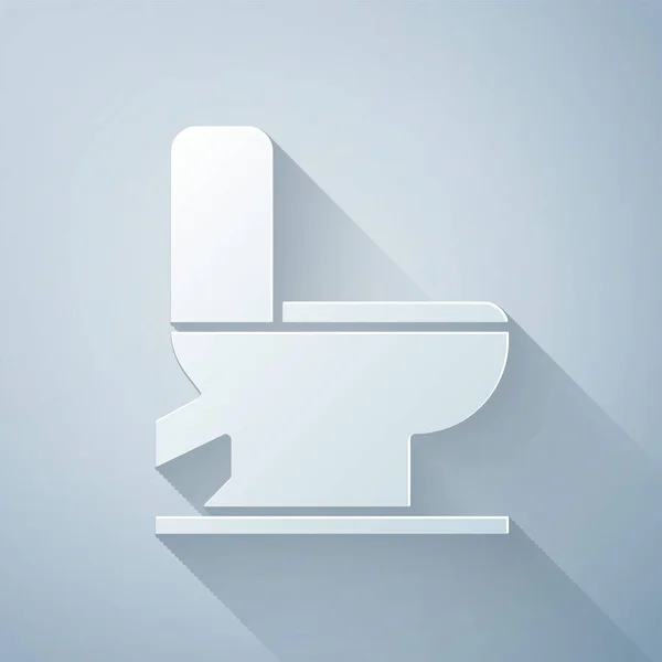 Papier Cięcia Toaleta Miska Ikona Izolowane Szarym Tle Papier Stylu — Wektor stockowy