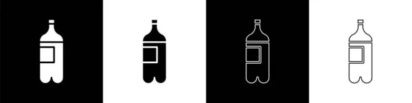 Set Flasche Wasser Symbol Isoliert Auf Schwarzem Und Weißem Hintergrund — Stockvektor