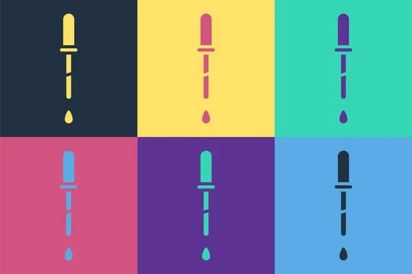 Pop Art Icône Pipette Isolée Sur Fond Couleur Élément Équipement — Image vectorielle