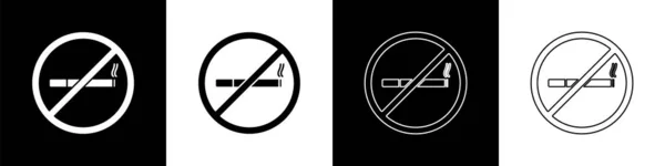 Setzen Sie Das Smoking Symbol Isoliert Auf Schwarzem Und Weißem — Stockvektor