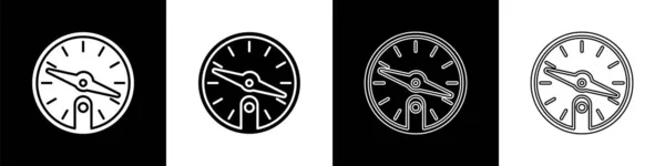 Установите Иконку Compass Изолированной Черно Белом Фоне Символ Навигации Windrose — стоковый вектор