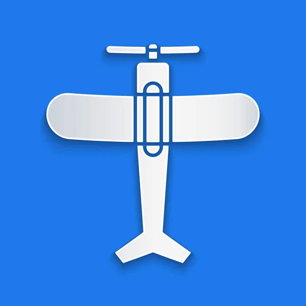 Papiergeschnittenes Flugzeug Symbol Isoliert Auf Blauem Hintergrund Flugzeugikone Verkehrszeichen Papierkunst — Stockvektor