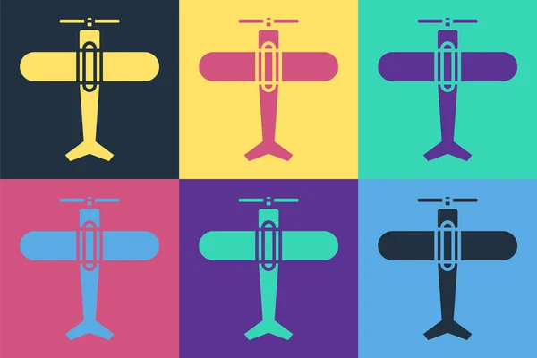 Pop Art Flugzeug Symbol Isoliert Auf Farbigem Hintergrund Fliegende Flugzeug — Stockvektor