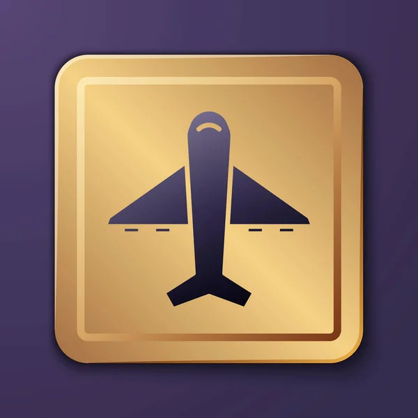 Фиолетовый Самолет Значок Изолирован Фиолетовом Фоне Икона Летающего Самолета Вывеска — стоковый вектор