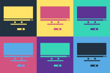 Pop Art Smart TV simgesi renk arkaplanında izole edildi. Televizyon tabelası. Vektör İllüstrasyonu