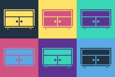 Çekmece sandığı simgesi renk arkaplanına izole edilmiş. Vektör İllüstrasyonu