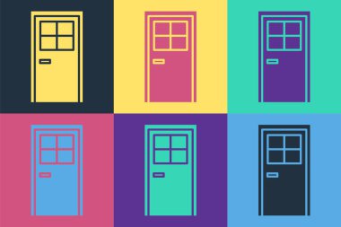 Pop Art Kapalı Kapı simgesi renk arkaplanda izole edildi. Vektör İllüstrasyonu