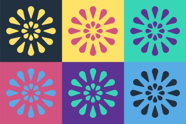 Pop Art Firework simgesi renk arkaplanında izole edildi. Eğlence partisi anlayışı. Patlayıcı havai fişek sembolü. Vektör İllüstrasyonu