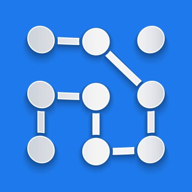 Kağıt kesiği parola koruması ve mavi arkaplanda izole edilmiş güvenlik erişim simgesi. Güvenlik, güvenlik, koruma, gizlilik kavramı. Kağıt sanatı tarzı. Vektör İllüstrasyonu