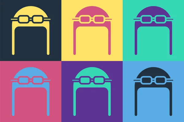 Pop Art Aviator Hat Goggles Icon Isolated Color Background Pilot — Stock Vector