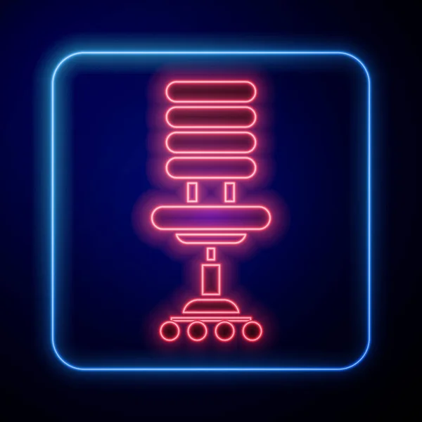 Gloeiende Neon Bureaustoel Pictogram Geïsoleerd Blauwe Achtergrond Vector Illustratie — Stockvector