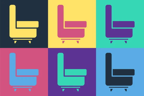 Pop Art Armchair Icon Isolated Color Background Vector Illustration — Stock Vector