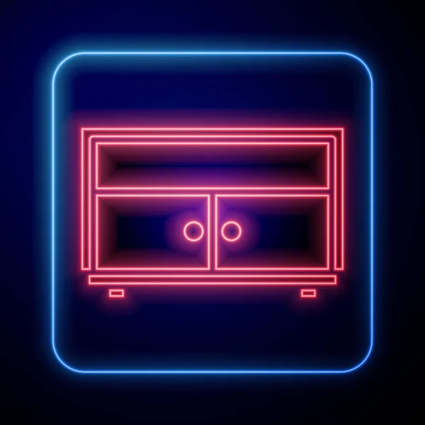 Ragyogó Neon Láda Fiókok Ikon Elszigetelt Kék Háttérrel Vektorillusztráció — Stock Vector