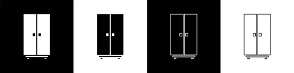 Set Icône Garde Robe Isolé Sur Fond Noir Blanc Illustration — Image vectorielle