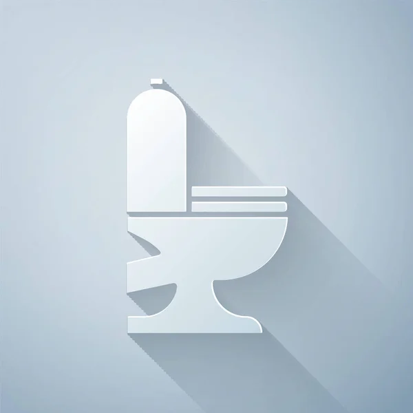 Pappersklipp Toalettskål Ikon Isolerad Grå Bakgrund Papperskonst Vektor Illustration — Stock vektor