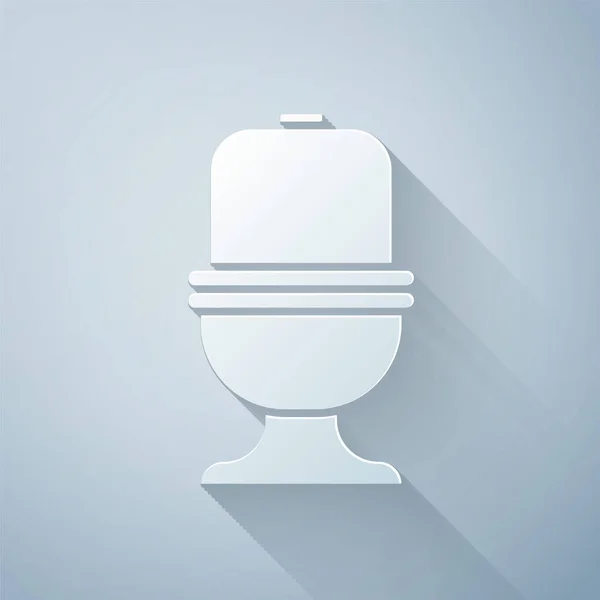 Kağıt Kesiği Tuvalet Klozeti Simgesi Gri Arka Planda Izole Edilmiş — Stok Vektör