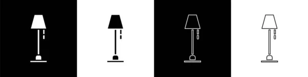 Set Floor Lamp Icon Isolated Black White Background Vector Illustration — Stock Vector