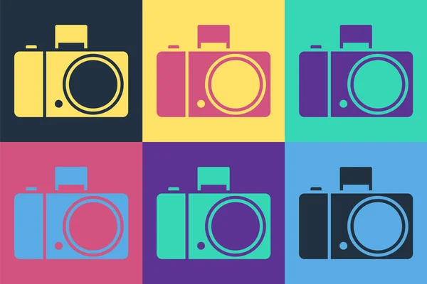 Pop Art Photo Camera Icon Isolated Color Background Foto Camera — Stock Vector