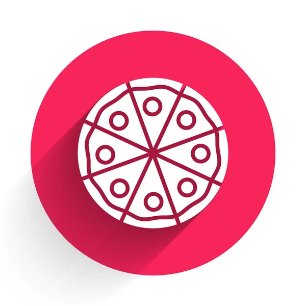 Icono Pizza Blanca Aislado Con Sombra Larga Menú Comida Rápida — Vector de stock