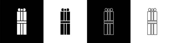 Set Geschenk Box Symbol Isoliert Auf Schwarz Weißem Hintergrund Alles — Stockvektor