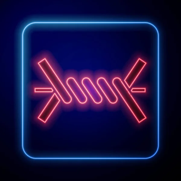 Gloeiend Neon Pictogram Prikkeldraad Geïsoleerd Blauwe Achtergrond Vector Illustratie — Stockvector