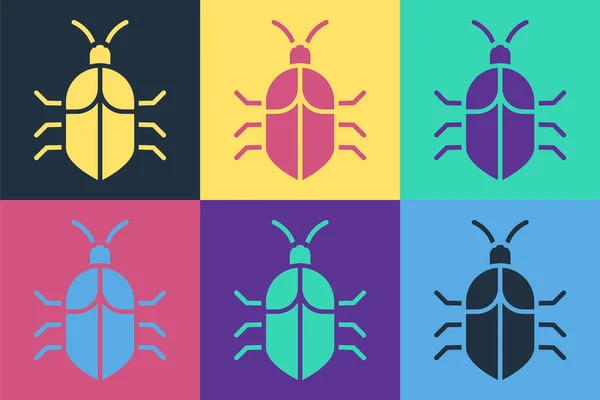 Pop Art Icône Concept Bug Système Isolé Sur Fond Couleur — Image vectorielle