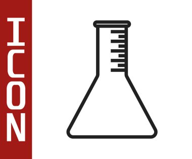 Beyaz arka planda siyah çizgi petrol test tüpü ikonu izole edildi. Vektör İllüstrasyonu