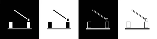 Установить Значок Шлагбаума Черно Белом Фоне Уличная Остановка Границы Векторная — стоковый вектор