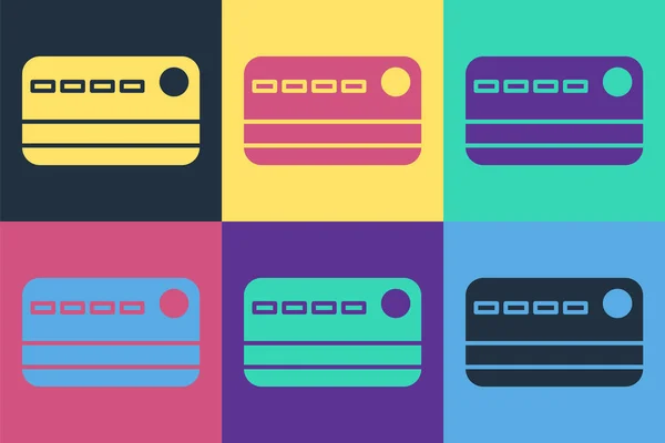 Pop Art Kreditkartensymbol Isoliert Auf Farbigem Hintergrund Online Zahlung Barabhebungen — Stockvektor