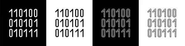 Nastavit Ikonu Binárního Kódu Izolovanou Černobílém Pozadí Vektorová Ilustrace — Stockový vektor