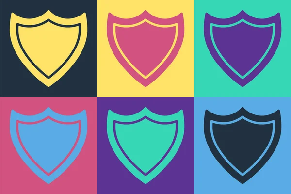 Εικονίδιο Pop Art Shield Απομονωμένο Στο Φόντο Χρωμάτων Σημάδι Φρουράς — Διανυσματικό Αρχείο