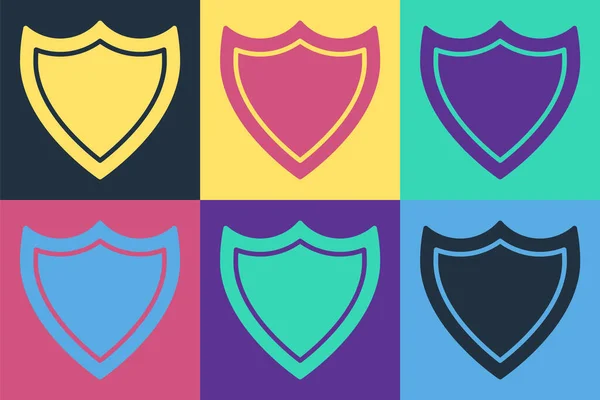 Icono Pop Art Shield Aislado Sobre Fondo Color Señal Guardia — Archivo Imágenes Vectoriales