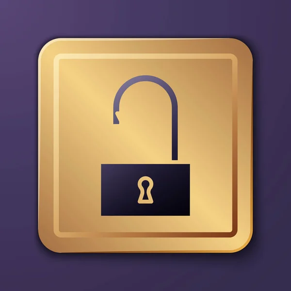 Purple Icono Candado Abierto Aislado Sobre Fondo Púrpura Señal Bloqueo — Vector de stock