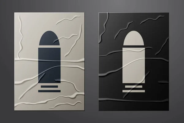 White Bullet Symbol Isoliert Auf Zerknittertem Papier Hintergrund Papierkunst Vektorillustration — Stockvektor