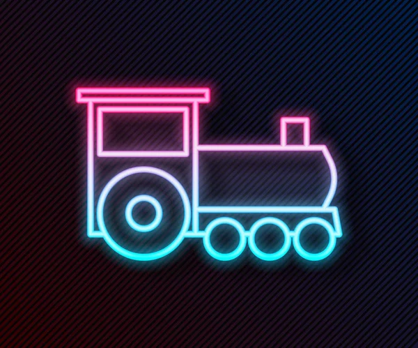 Línea Neón Brillante Icono Del Tren Retro Aislado Sobre Fondo — Archivo Imágenes Vectoriales