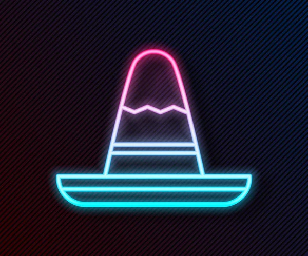 Leuchtende Neon Linie Traditionelle Mexikanische Sombrero Hut Symbol Isoliert Auf — Stockvektor