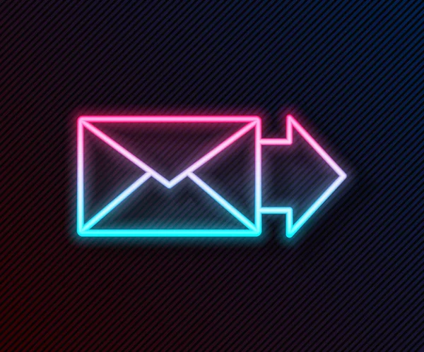 Leuchtende Leuchtschrift Umschlag Symbol Isoliert Auf Schwarzem Hintergrund Mail Nachricht — Stockvektor