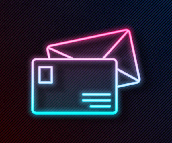 Leuchtende Leuchtschrift Umschlag Symbol Isoliert Auf Schwarzem Hintergrund Mail Nachricht — Stockvektor