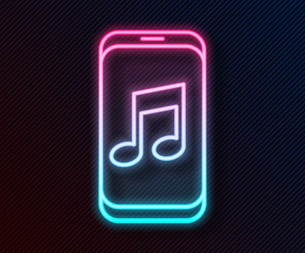 Leuchtendes Neon Line Musik Player Symbol Isoliert Auf Schwarzem Hintergrund — Stockvektor